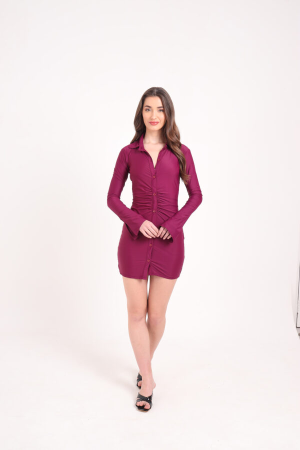 Zora wine short dress in a rich brownish-wine hue, designed for elegance and comfort