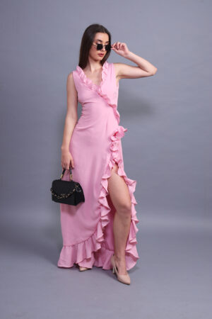 Abelia Maxi Long Dress, pink elegant women's long maxi dress for stylish occasions